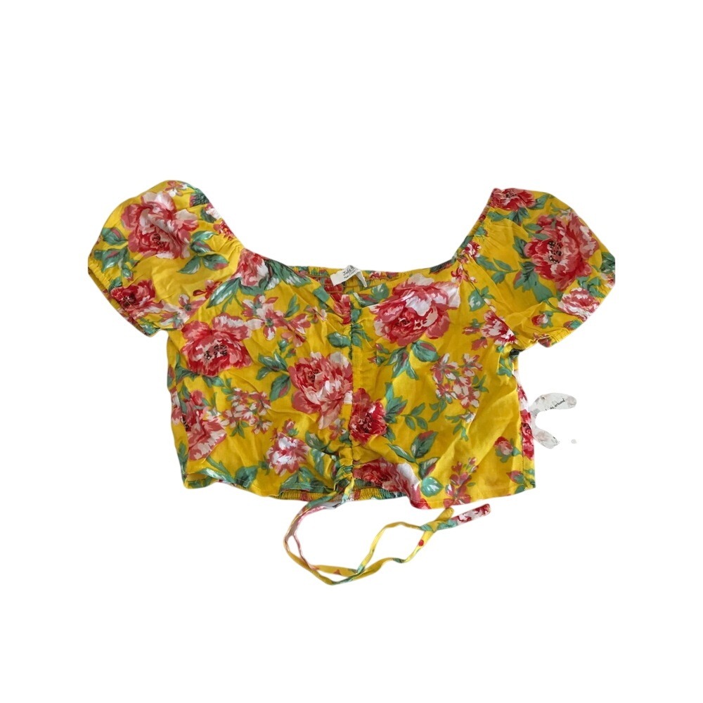 Jodie and Joy mid drift floral short sleeve top large‎ boho festival